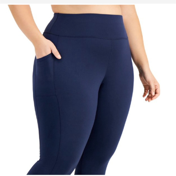 ID Ideology Women's High Rise Cropped Leggings Navy Blue Size New with tags - Picture 2 of 3